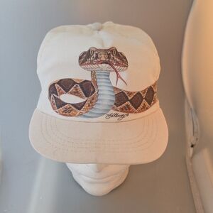 Holloway White Snapback Cap with Brown and Blue Snake Motif
